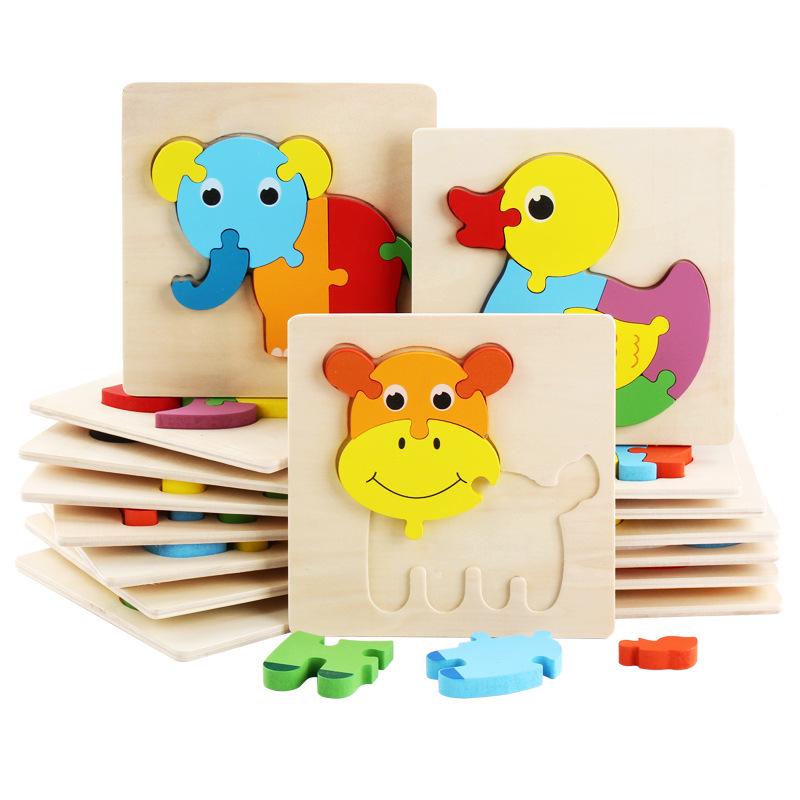 Children's 3D Wooden Animal Puzzle - Educational Building Blocks for Early Learning
