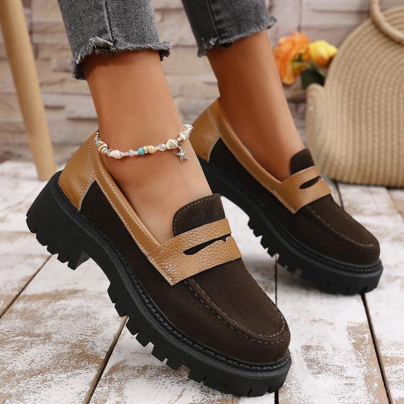 Large size small leather shoes women's spring and autumn new low heel one pedal low top