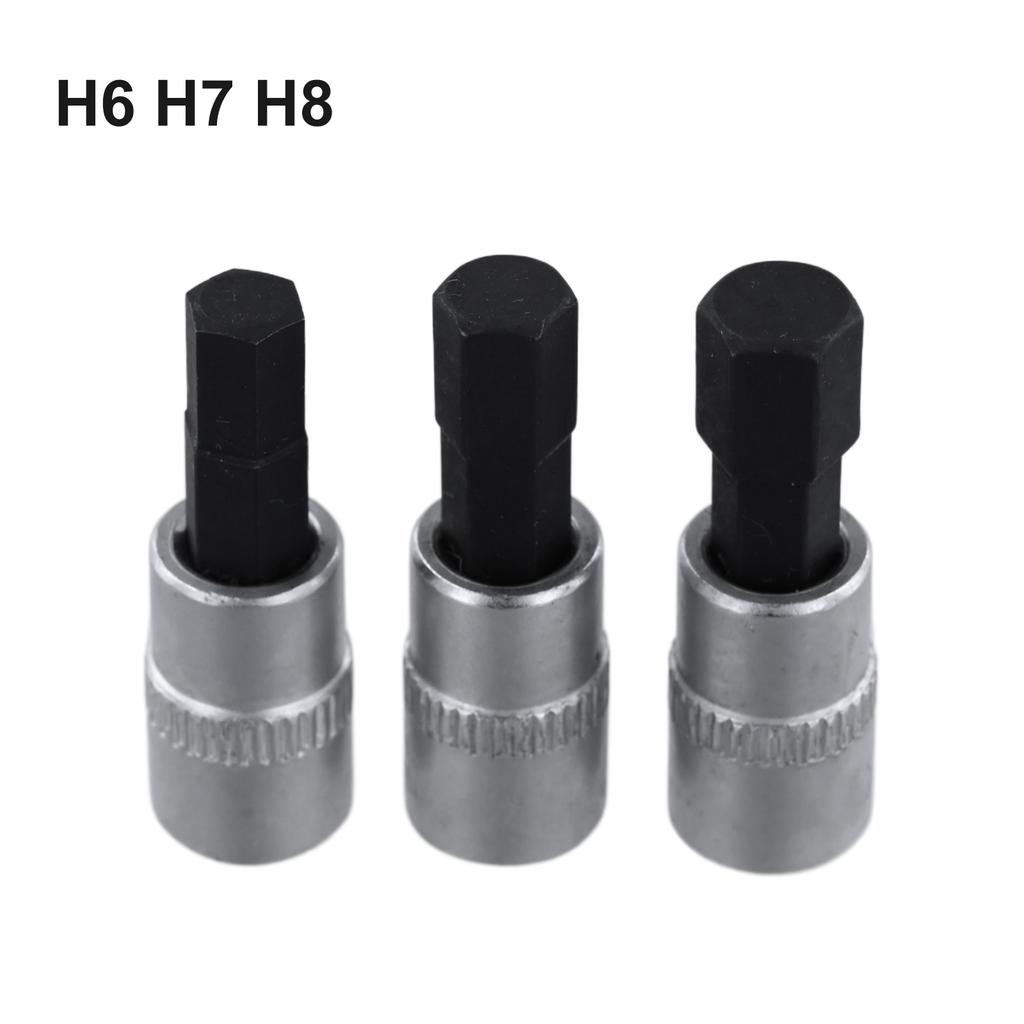 3pcs1/4 Inch Drive Hex Socket Bit Set 3- 8mm Screwdriver Bits H3 H4 H5 H6 H7 H8 Hexagonal Pressure Matching Cylinder Screwdriver