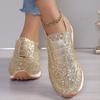 Fashion Slip On Gold Sequins Sneakers for Women Apring Autumn Plus Size Platform Sneakers Shoes Woman Comfort Lightweight Sport Shoes