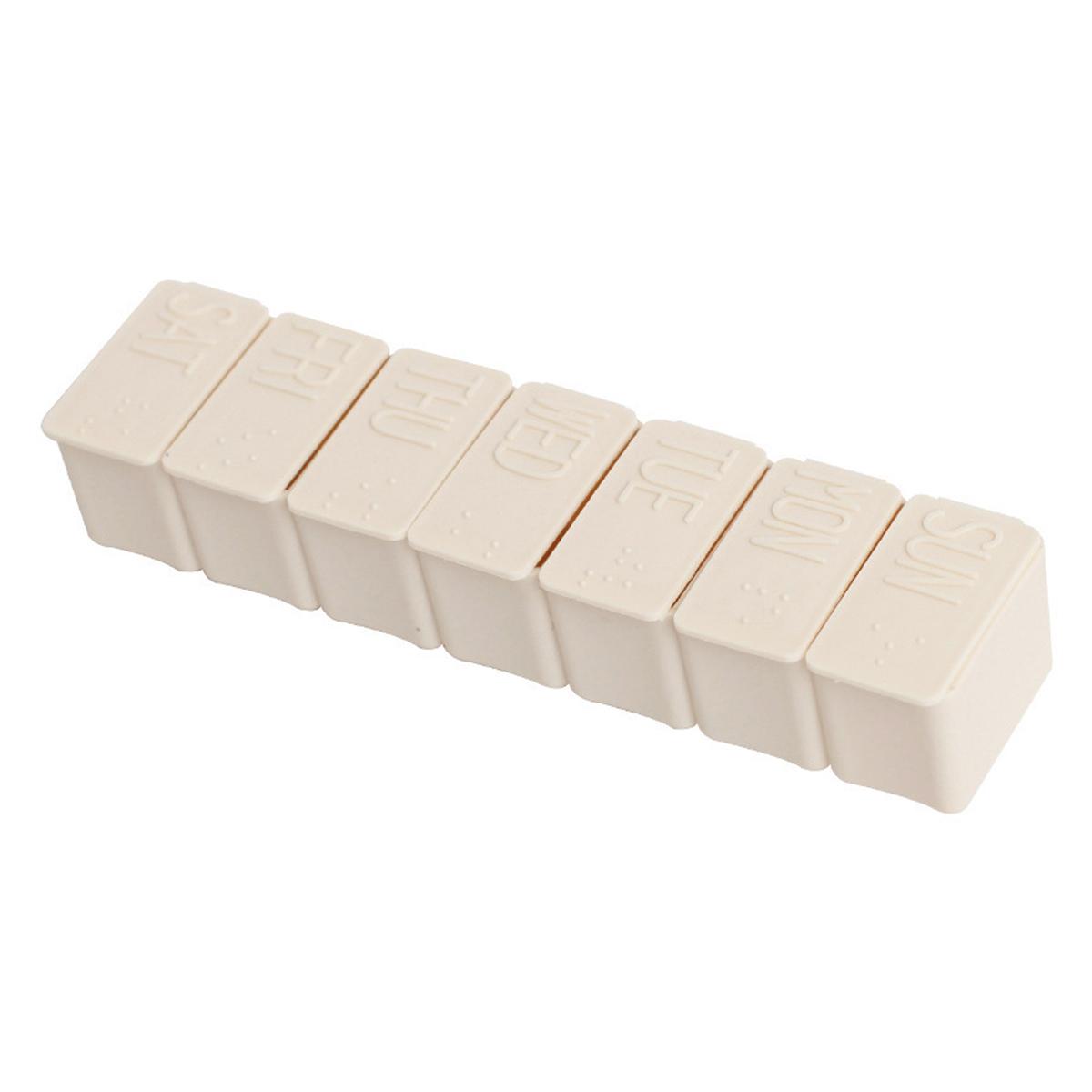 

Щотижневі органайзери для таблеток. 7-денний футляр для подорожей. Маленька коробочка для таблеток. Портативний контейнер для ліків для кишені сумочки для вітамінів. 1pc бежевий