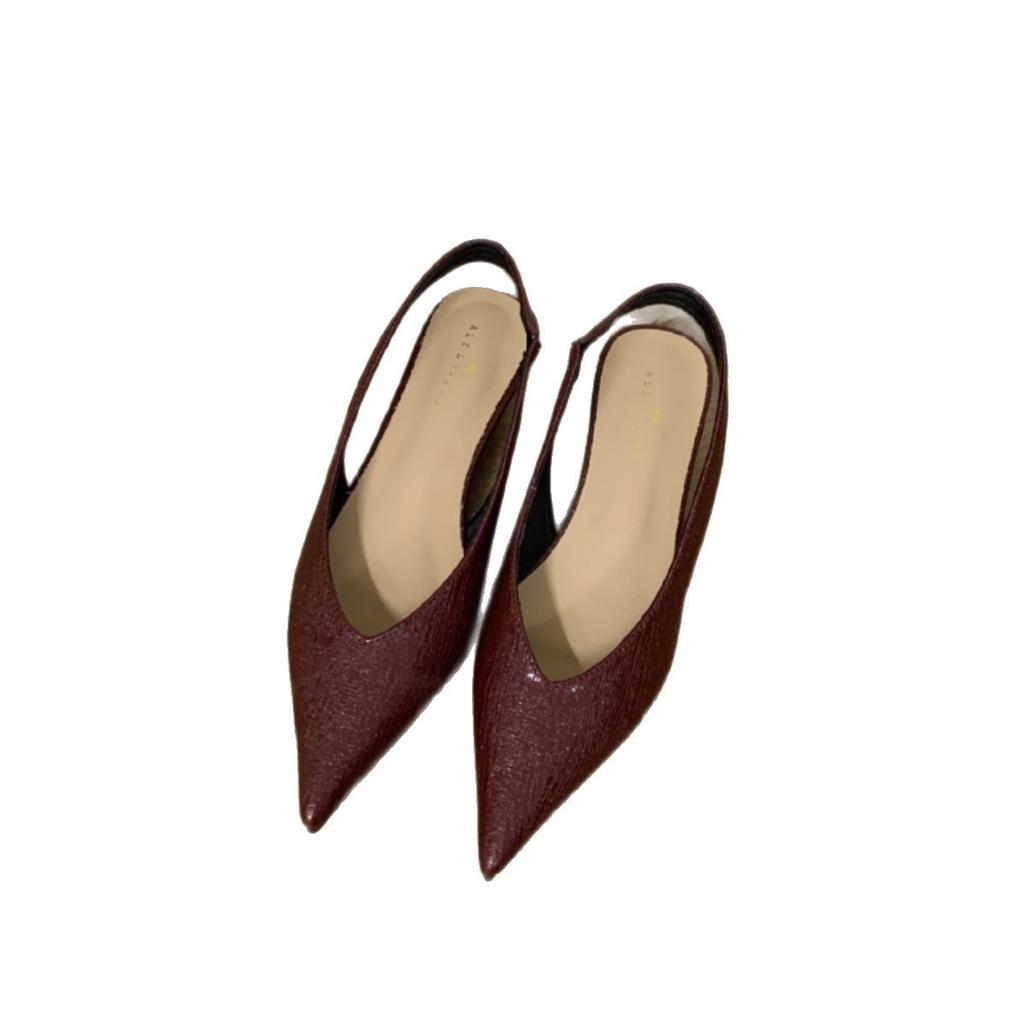 French Fairy Wind Is Not Tired Of Feet, Small Slope Heel Bag Head Sandals, Female Summer After Empty Pointed Muller Shoes