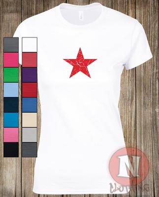 Star Motiv T-Shirt Damen Figurbetont Strand Grafik Kunst T-Shirt