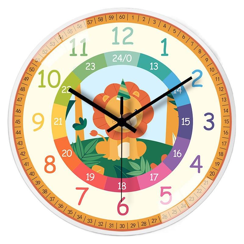 10-inch 25cm dinosaur early education cartoon wall clock children's room creative digital enlightenment mute learning clock