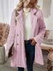 Women's Plush Double-Breasted Overcoat - Cozy, Casual Suit Collar Design.