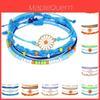 Nuovo Set di Braccialetti Intrecciati a Mano in Filo Cerato Impermeabile Stile Boemo con Perline a Forma di Margherita in Lega