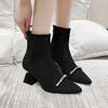 Fashion Special Heel Booties Fall New Pointed Toe Suede Rhinestone Anti-Slip Wear-Resistant Heels