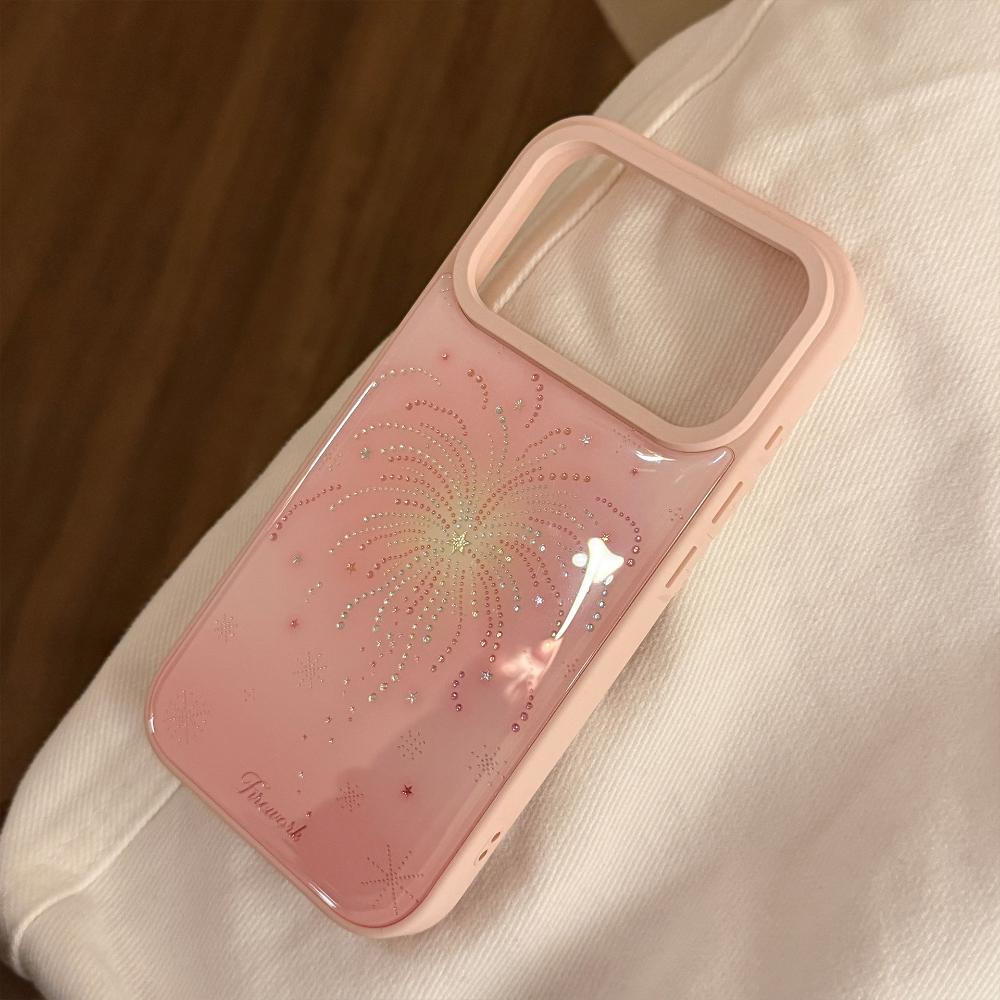 Pink Firework IPhone 17 Pro Max Apple 16 Phone Case, 15-inch Gold-plated, New Year's Atmosphere High-Quality Protective Case