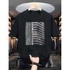Men'S Retro Office Block II Graphic Tee - Black And White Building Print Featuring A Contemporary Skyscraper Design, Short Sleeve Round Neck Casual