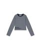 Lotaib Waist Lettering Striped Long Sleeve - Navy