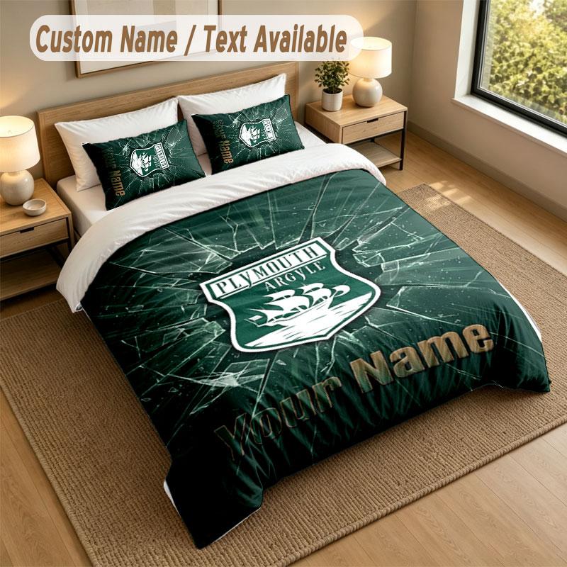 Bedding Set 1 Duvet Cover 2 Pillowcases Plymouth Argyle FC Print Soft Bed Linen Bedroom Decor