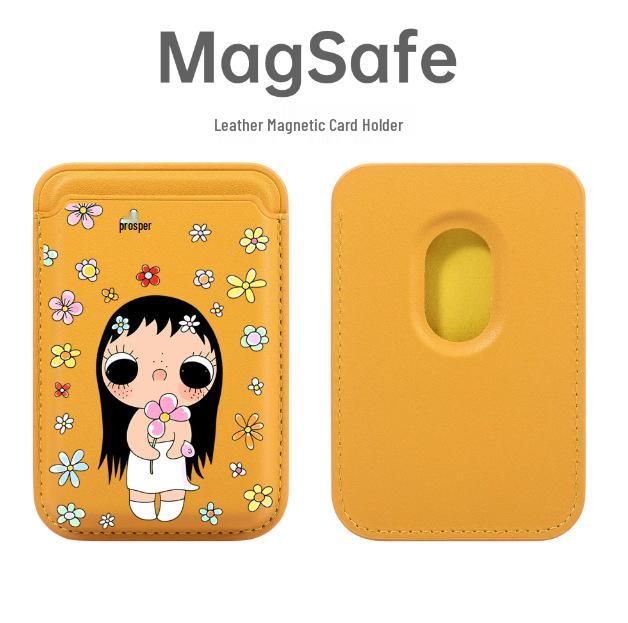 Floral Pattern MAGsafe Card Holder for Apple Leather Phone Case