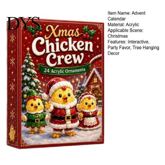 Kids Christmas Gift 2026 Chick Advent Calendar, 24 Day Countdown Box with Daily Acrylic Ornaments, Festive Tree Hanging Decor for Holiday Party