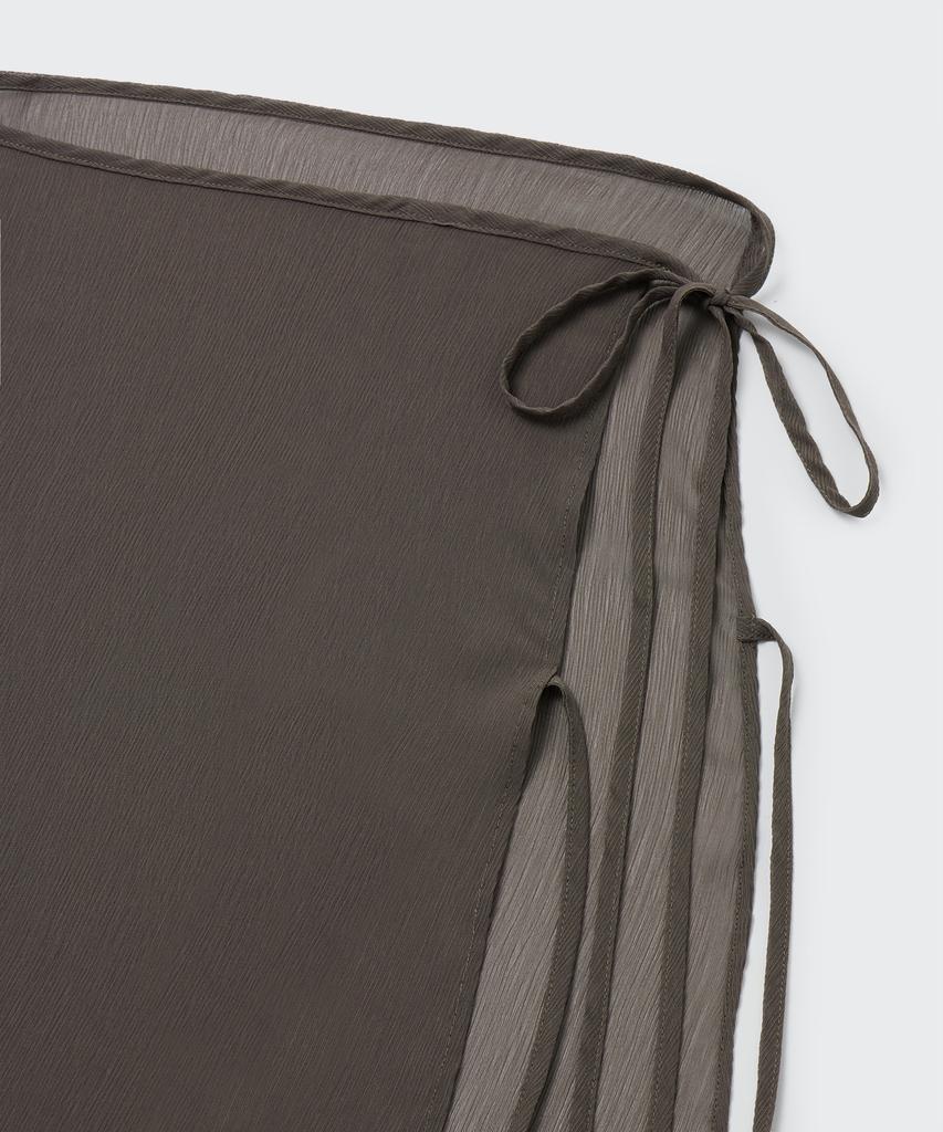 Musinsa Standard Woman Women'S Sheer Crinkle Layered Wrap Skirt_Long [Khaki Brown]