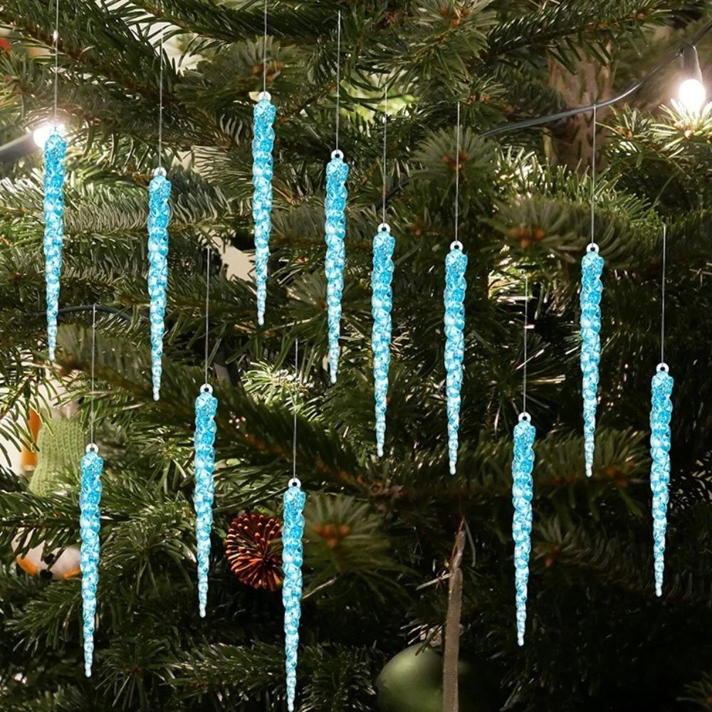 12 Stück Kristallklare Eiszapfen Dekorationen Acryl Party Feiertagsdeko Weihnachtsbaumschmuck