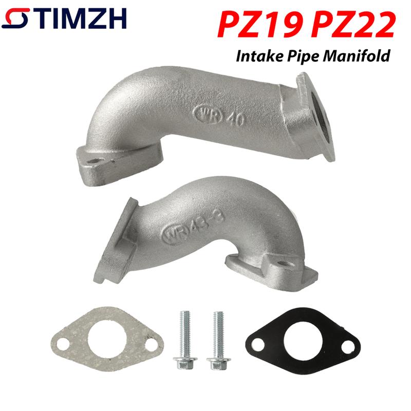 Motorcycle PZ19 PZ22 Intake Pipe Manifold with Gasket Screw Kit for 50cc 70cc 90cc 110cc 125cc Engine Pit Dirt Bike ATV Quad