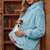 Sudadera con capucha extragrande para mujer, con bolsillo para mascota, peluda, con bolsillo tipo canguro, jersey con capucha para llevar perro/gato, para Otoño Invierno, cachorro