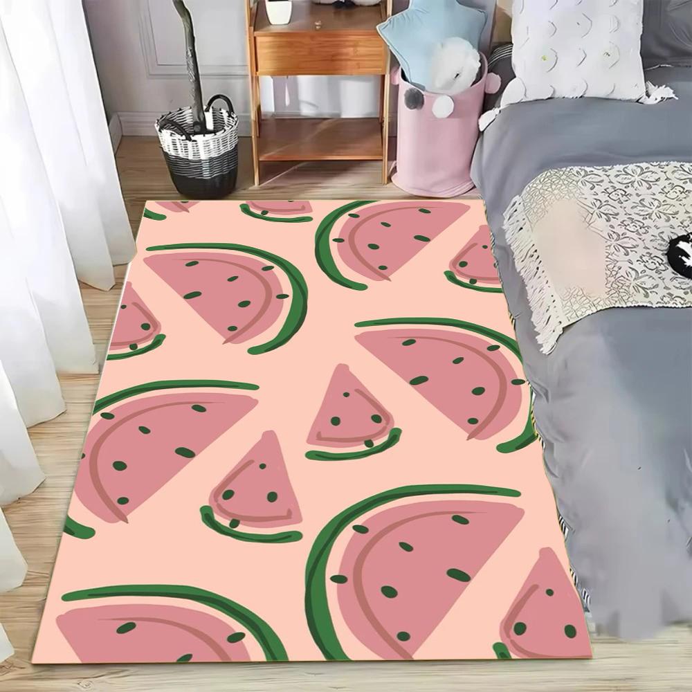 

Blue Flower Strawberry Fresh Pattern Area Rug Gentle Style Soft Non-Slip Floor Carpet for Cute Home Decor Bedrooms 40x60cm