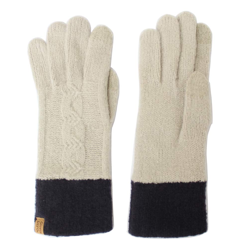 

GlovesDEPO Made in Smartphone White Women s Cashmere-Like Gloves, Japan, Compatible, Two-Tone белый
