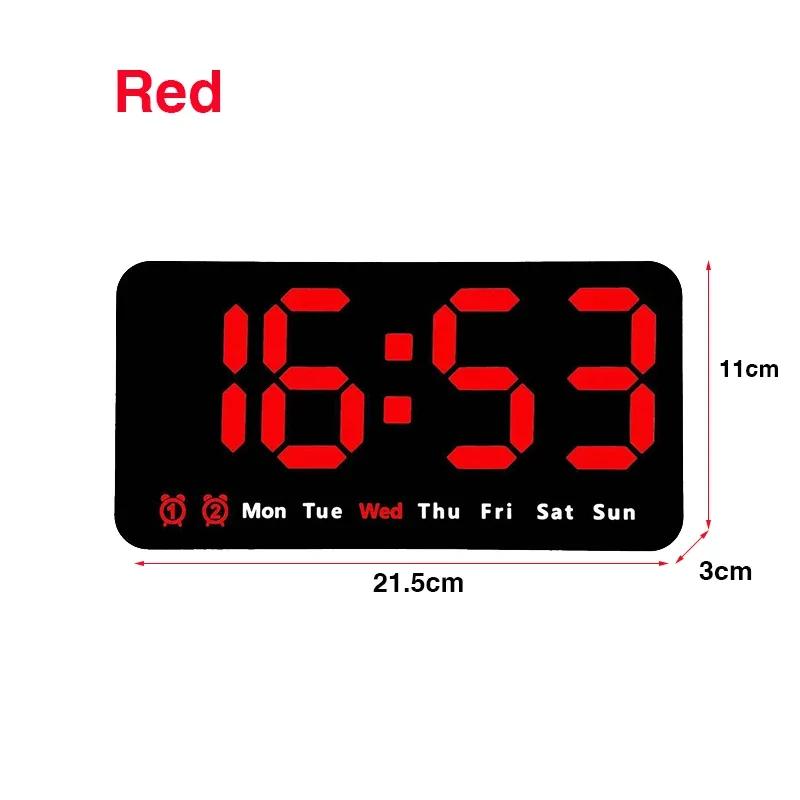 Electronic Wall Clock Temperature Date Table Clock Wall-mounted Dual Alarms Digital LED Clocks for Home Bedroom Voice Control