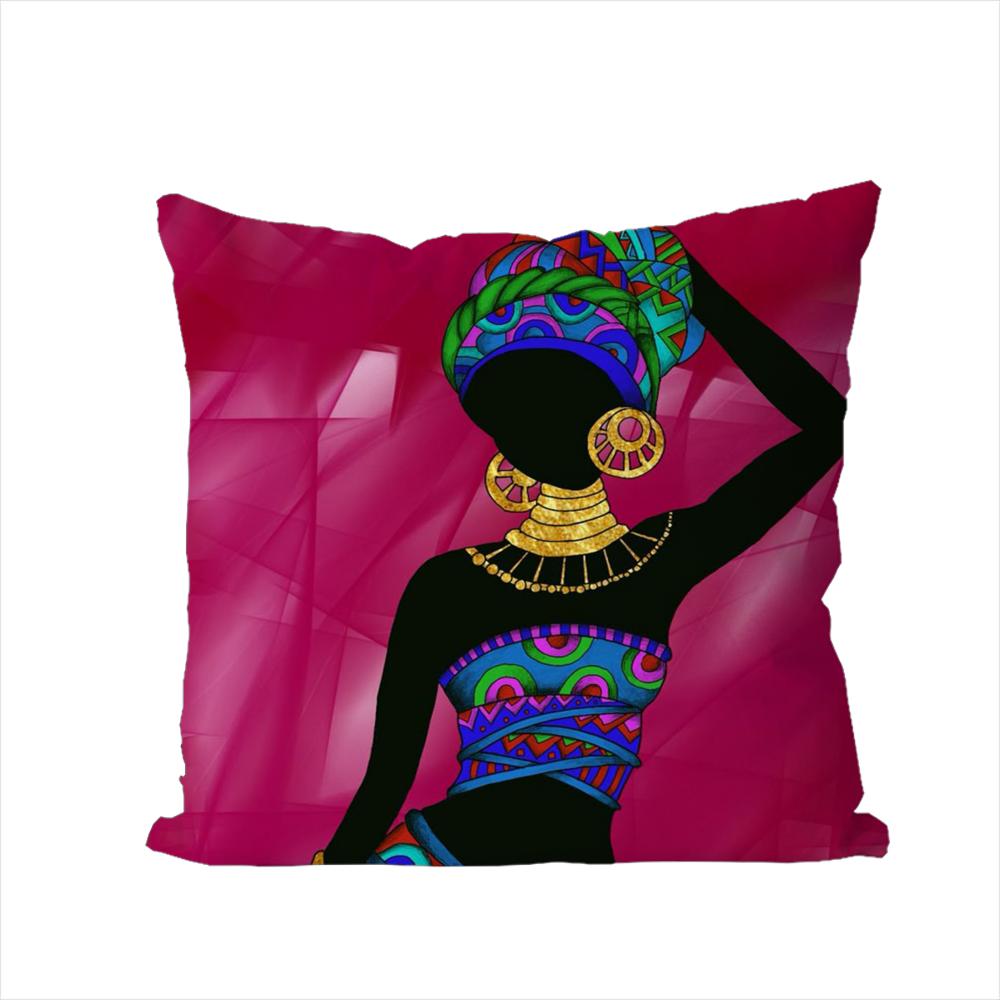 African Women Pillow Case For Car Sofa Decorative Home Doublesided Print Plush Square Throw Pillow Cushion Cover
