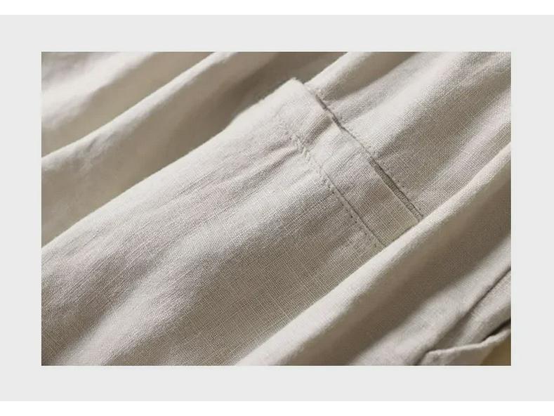 2024 Damen Sommerhose aus Leinen und Baumwolle mit weitem Bein: Lässig, Professionell, Lockere Passform, Neun-Punkt
