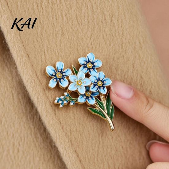 Forget Me Not Flower Brooch Brooch, Alloy Blue Floral Lapel Pin, Memorial Enamel Fashionable Coat Embellishment Pin for Coat, Dress, Hats, Bags,