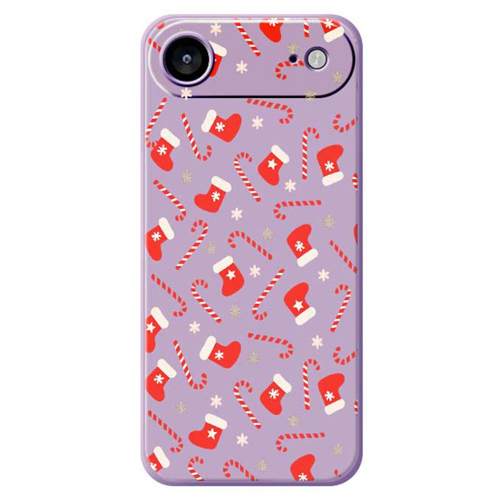 For iPhone 17 Air Case Red Canes and Stockings Pattern Printing Straight Edge TPU Phone Back Cover