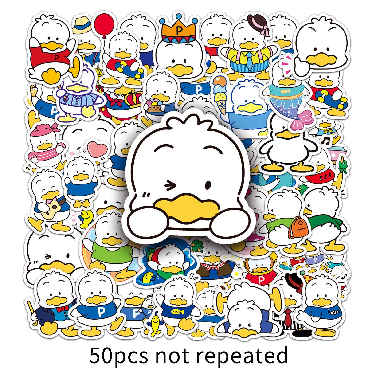 Pekkle Sanrio Duck Stickers: 50 Waterproof Cartoon Animal Sheets for Decoration