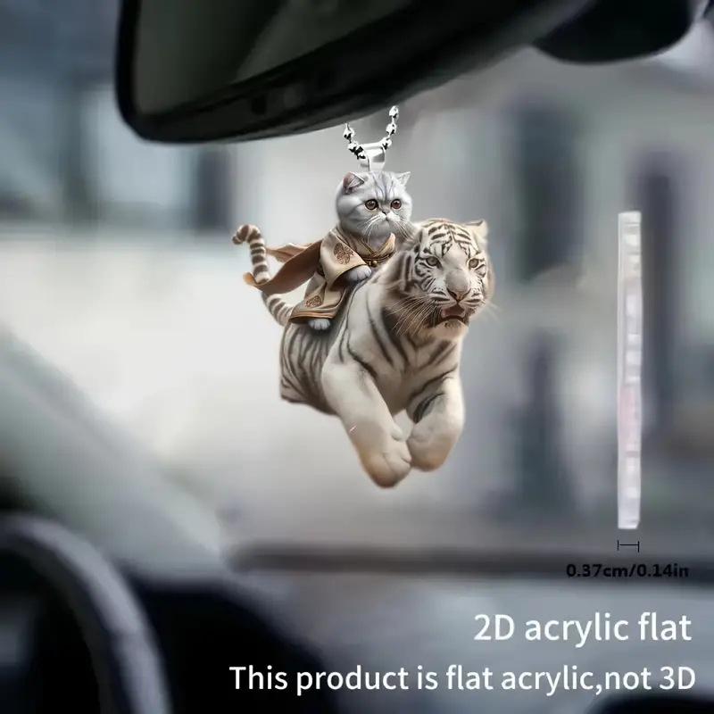 1Pcs Realistic Animal Cat-Shaped Rearview Mirror Hanging Decor Fun Car Pendant Hanging Ornament Car Interior Accessories