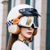 Newly Launched Vintage Motorcycle Helmet DOT Certified Synthetic Leather  3/4 Helmet Jet Mask Helmet 508