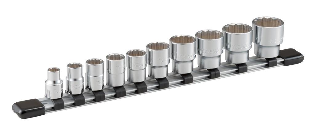 TONE Socket Set with 10 (12-point, holder) HD310A, 9.5mm (3/8") drive, pieces.