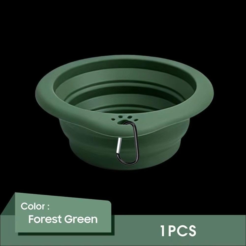 Silicone Dog Bowl Foldable Design Pet Outdoor Camping Dish Pet Travel Bowl for Dogs and Cats зелёный