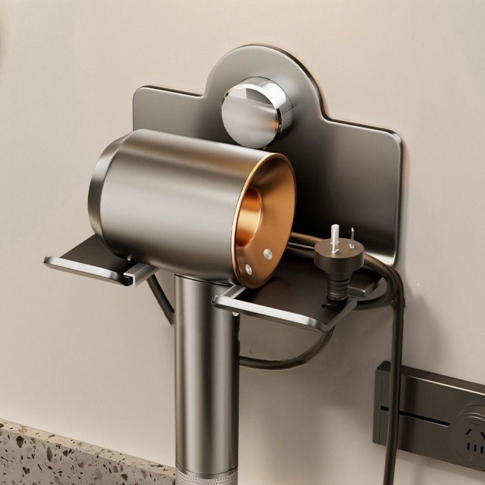 Punch Free Suction Cup Hair Dryer Holder Carbon Steel Hairdryer Stand Hair Dryer Bracket for Home