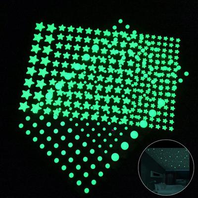 202 ks 3D bublinkové svítící hvězdy tečky samolepka na zeď svítící ve tmě DIY samolepky
