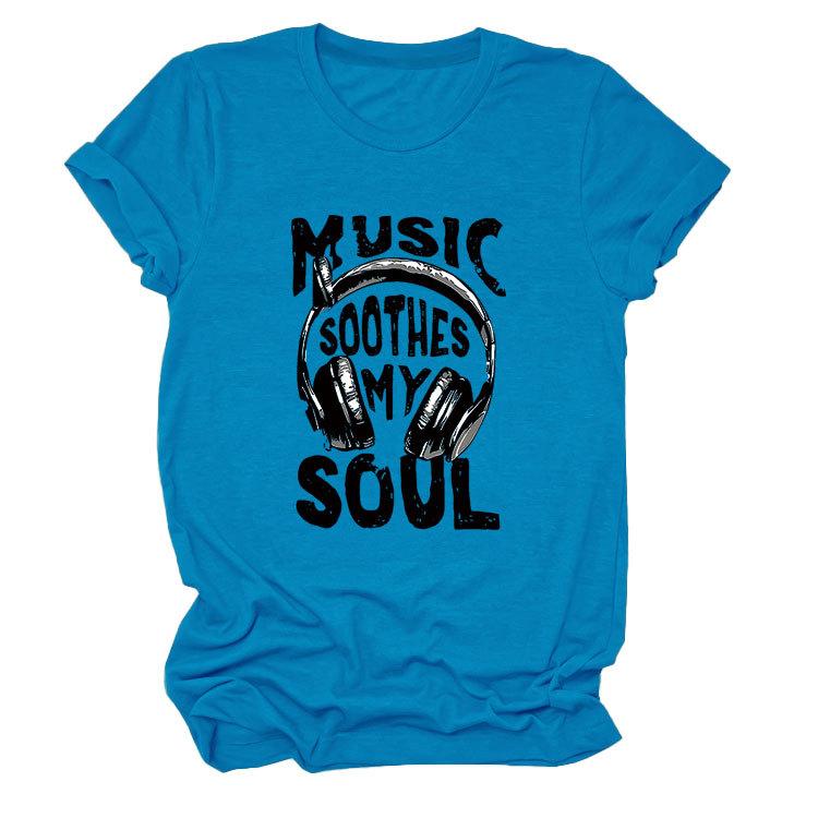 Personality trendy music soothes my ladies bottoming round neck short sleeve t-shirt
