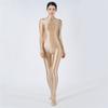 Sexy Women Stain Oil Shiny Elastic Bodysuit Shapping Romper One-Piece Thong Silky Tight Satin Jumpsuits Candy Color Maid Leotard
