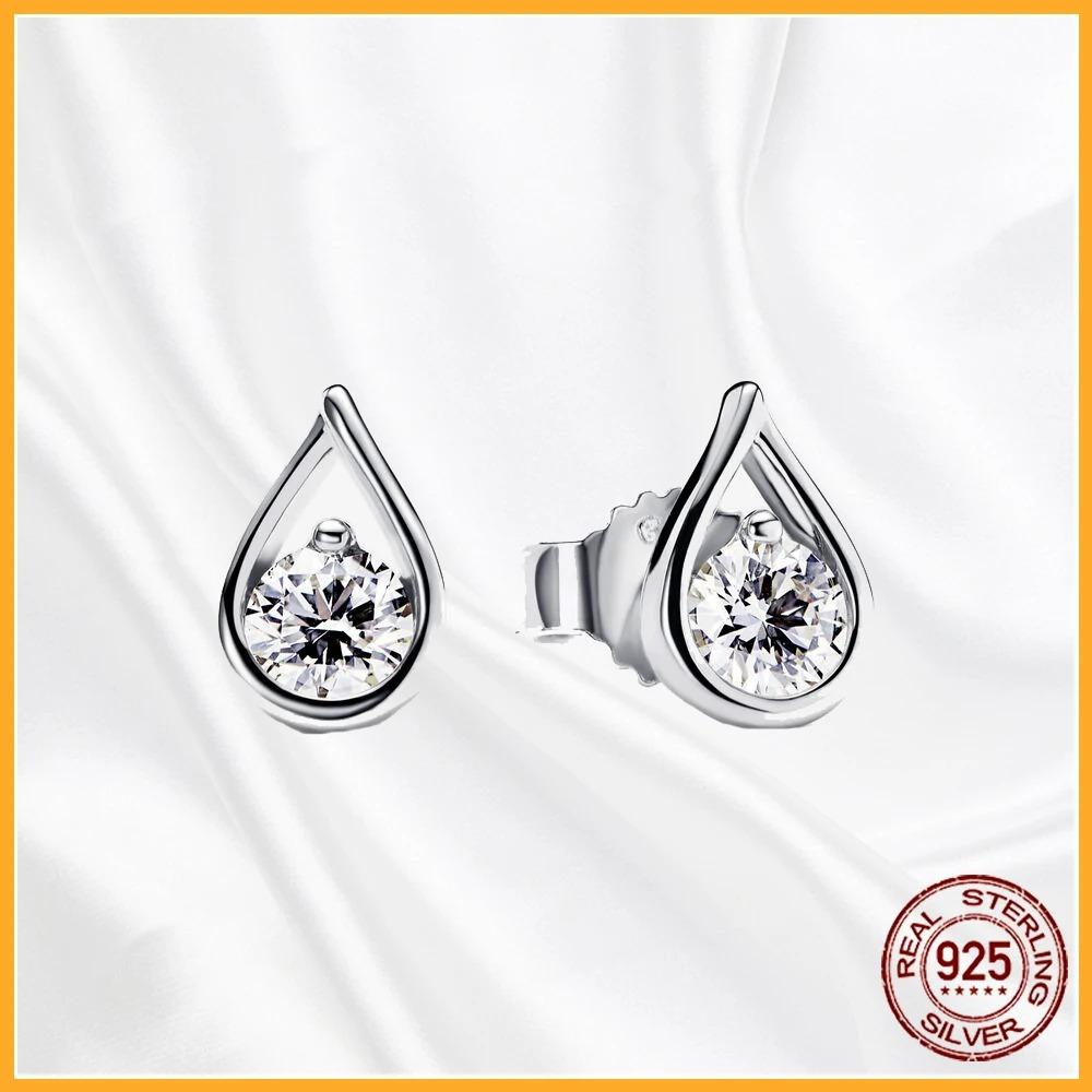 925 Silver Heart Hoop Earrings Sparkling Original Jewelry Gift for Women