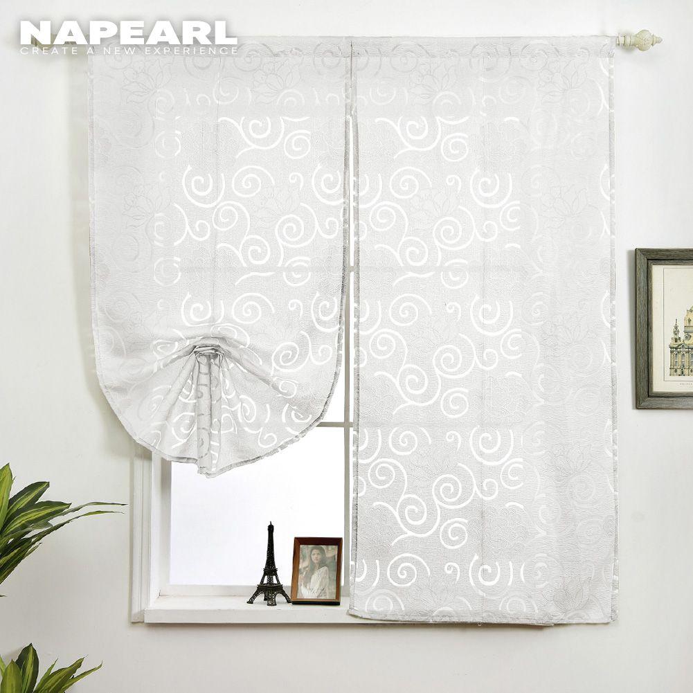1 Stück NAPEARL Modischer Blumenmuster Kurzer Tüll Kordelzug Vorhang für Küche Schlafzimmer Fenster