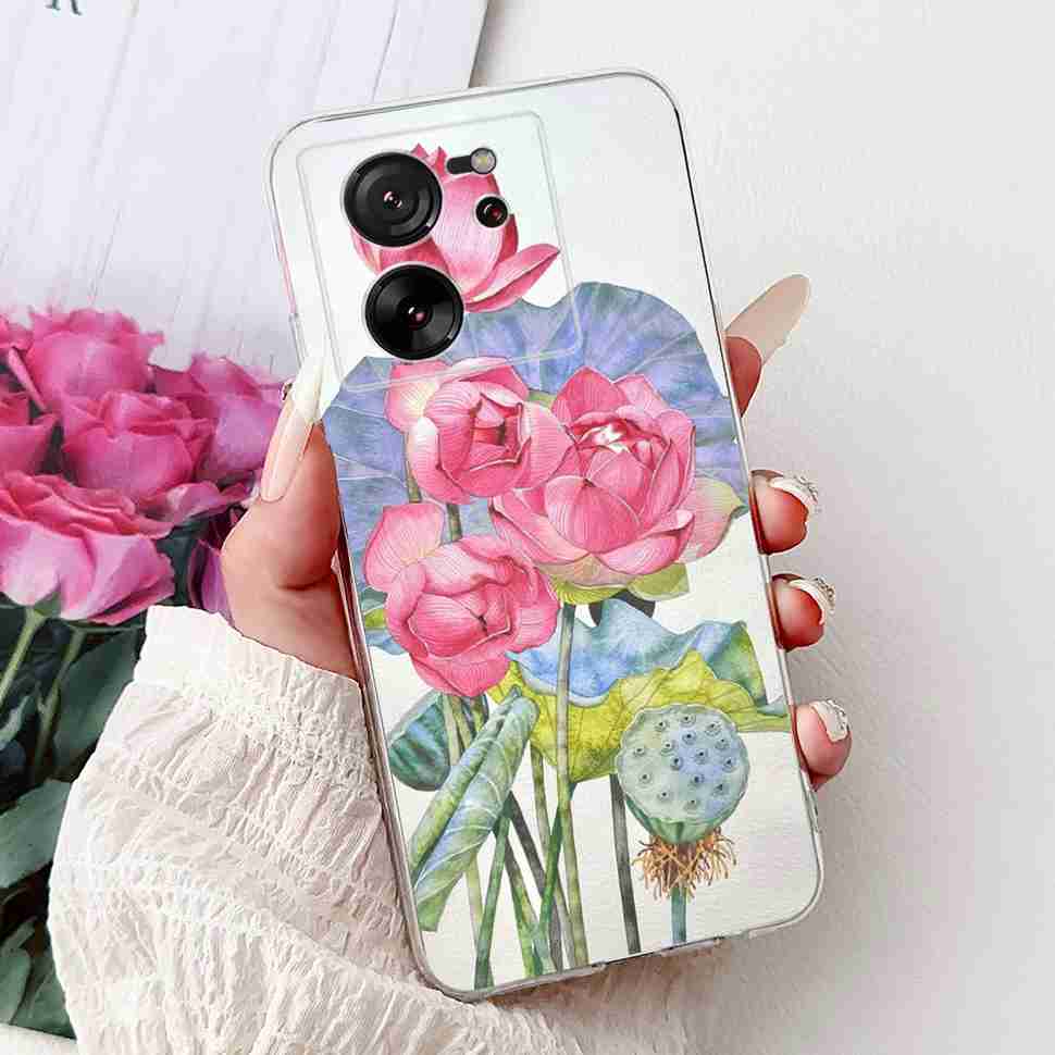 For Xiaomi Mi 13T 5G 6.67" Case Cartoon Bear Soft Silicone TPU Cover For Xiaomi Mi13T 5G 2306EPN60G 6.67" Colorful Flowers Shell