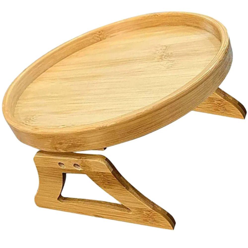 Foldable Sofa Tray Natural Wooden Clip-On Tray Coffee Table Sofa Side Table  Remote Control Storage