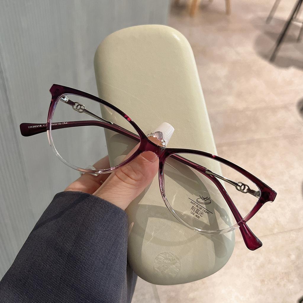 Material Glasses Frame Men Cat Eye Shape Blue Light Blocking Eyeglass For Women New Stylish Woman Glass