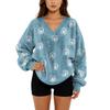 Women's V-Neck Sweatshirt Plush Solid Color Casual Fashion Long Sleeve With Pocketed Pullover Top