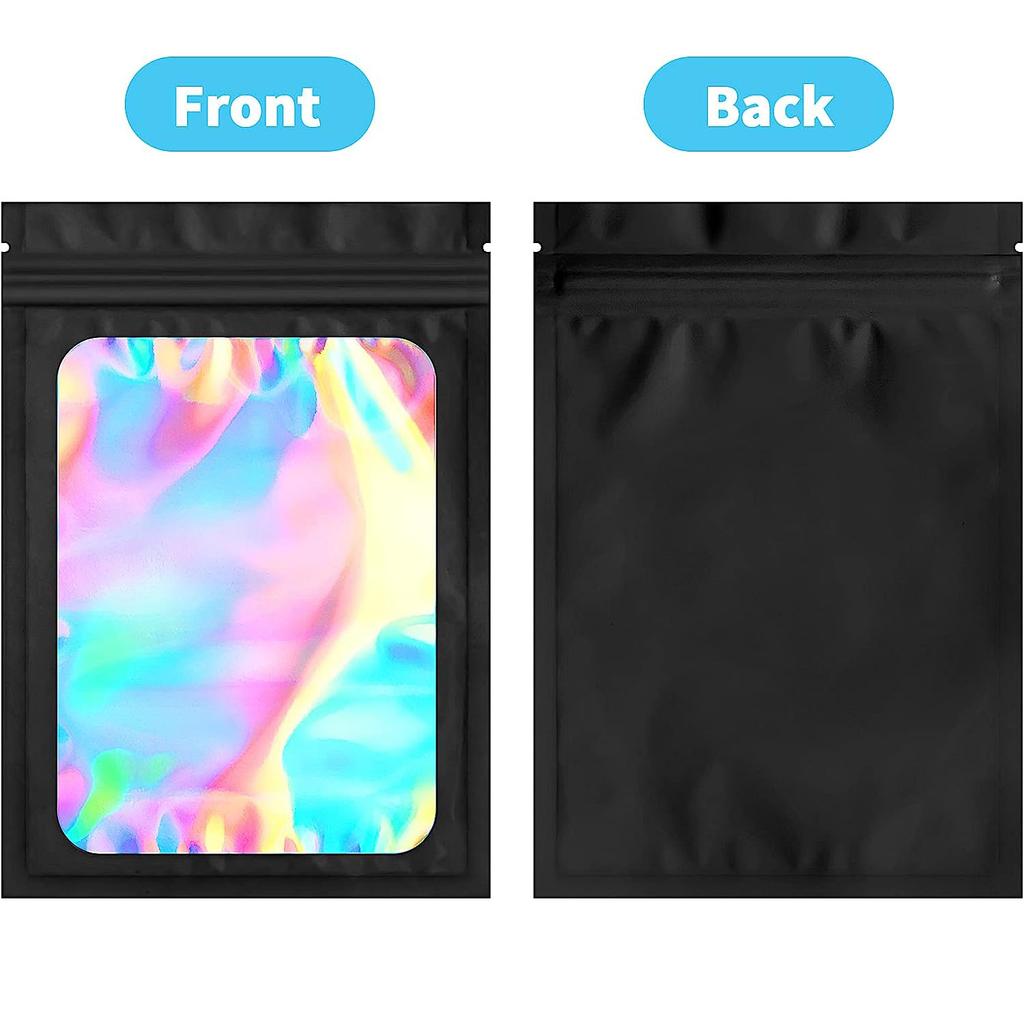 Holographic Mylar Storage Bags - Airtight, Smell Proof, 3D Rainbow Sealable Pouches with Strong Lock Zipper,Thick & Sturdy Edge