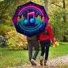 1pc Music Notes Sound Waves Automatic Folding Umbrella, Heavy Duty 8 Rib Iron Frame,  Suitable for Travel, Daily Use, Birthday, Decor Gift  23