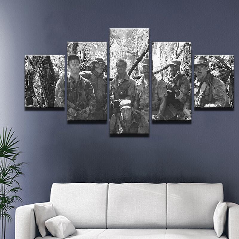 

Домашние настенные художественные фотографии, декор, современный HD печатный плакат «Хищник», рамка из 5 панелей, ретро-команда, персонаж фильма, холст, живопись 30x40cm*2 30x60cm*2 30x80cm*1