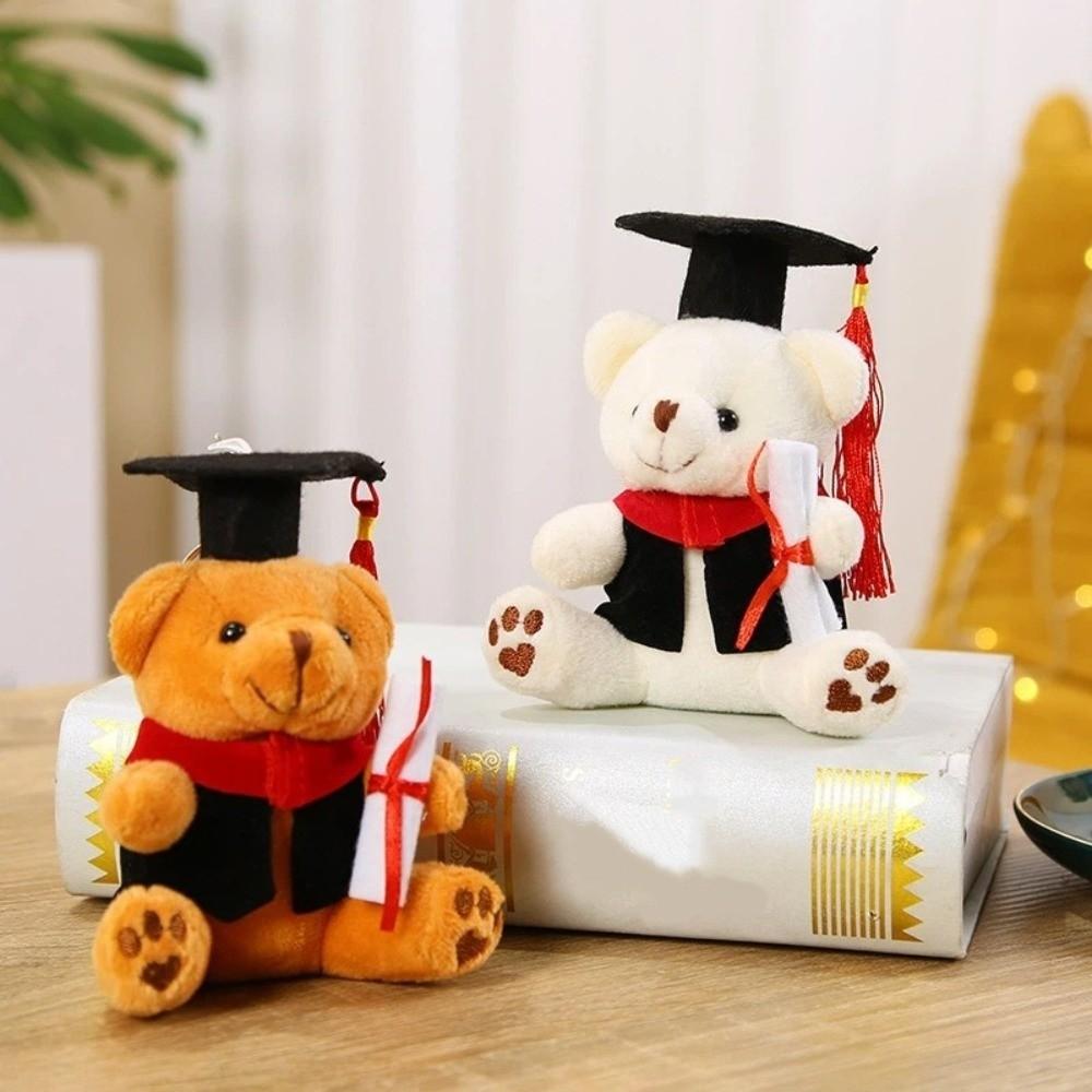 Soft Stuffed Graduation Bear Plush Toy 12cm Bear Pendant Cartoon Dr Bear Doll Desk Decor