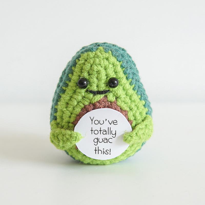 Funny Positive Card Fruit Toast Knitted Doll Home Desk Decoration Gift Christmas
