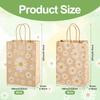 Cheriswelry 12Pcs Kraft Paper Bags Daisy Flower Paper Gift Bags Brown Shopping Bags with Handles 20.1x14.8x0.2cm for Wedding Party Favors Packaging