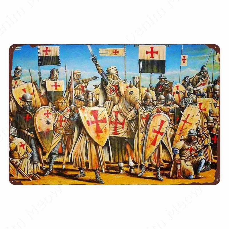 The Crusaders Vintage Metal Tin Sign, Bar, Club, Cafe, Home, Bedroom, Wall Decoration, Cruciata Art Poster, Catholicism Plaqu